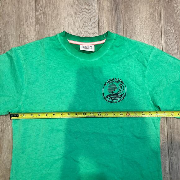 SCOTCH & SODA Men's T-Shirt Logo Green Size M - Picture 5 of 10